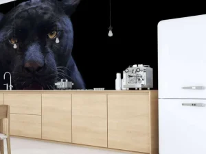 Fashion Panter met een zwarte achtergrond fotobehang Tienerkamer | Dieren