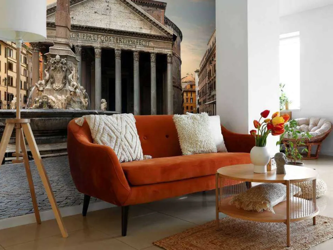 pantheon_in_rome_bij_zons_10.webp Discount Pantheon in Rome bij zonsondergang fotobehang Architectuur
