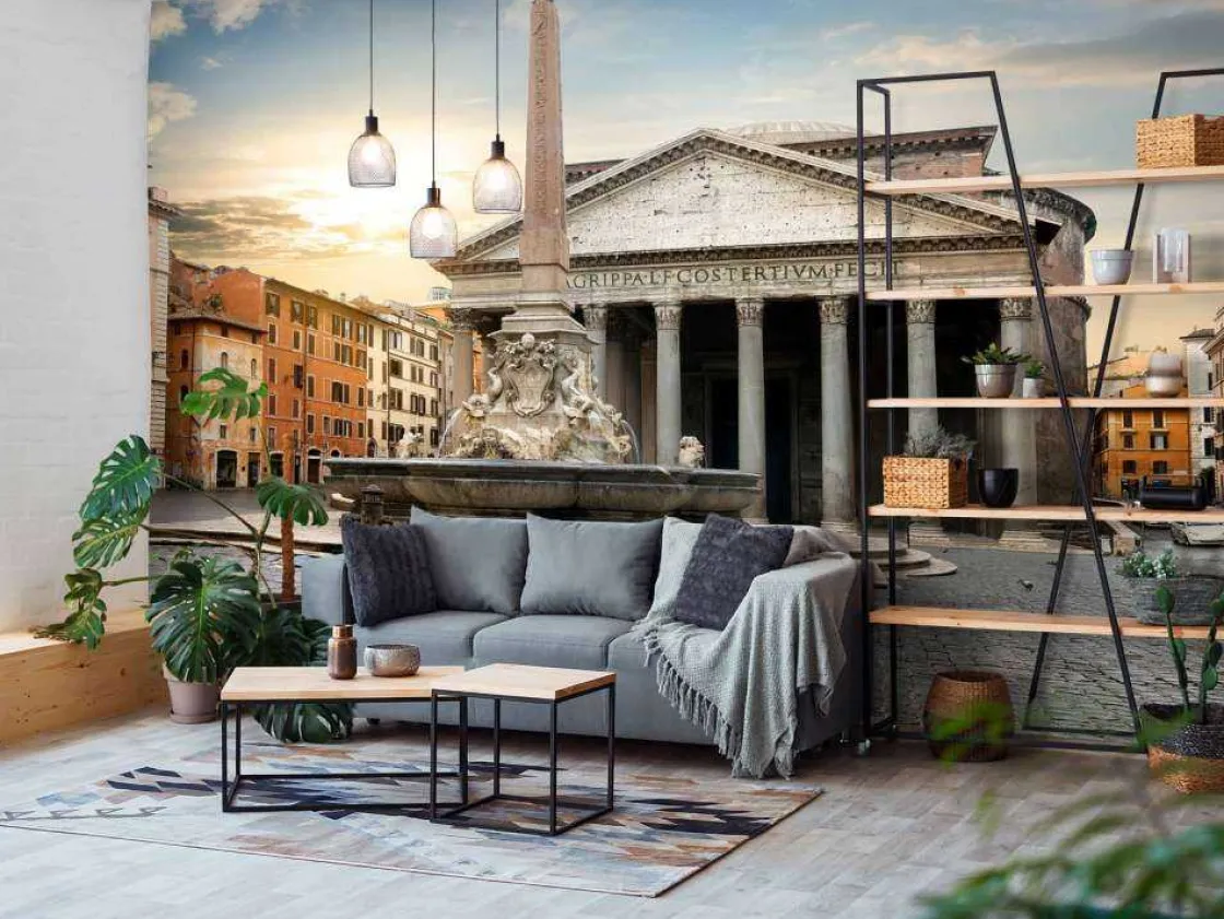 pantheon_in_rome_bij_zons_2.webp Discount Pantheon in Rome bij zonsondergang fotobehang Architectuur