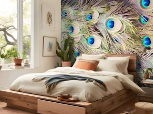 Sale Pauw veren met ogen fotobehang Dieren