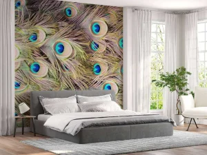 Sale Pauw veren met ogen fotobehang Dieren