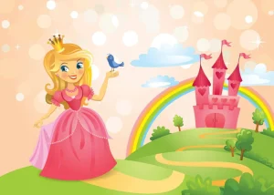 Sale Prinses bij een sprookjeskasteel fotobehang Kinderkamer