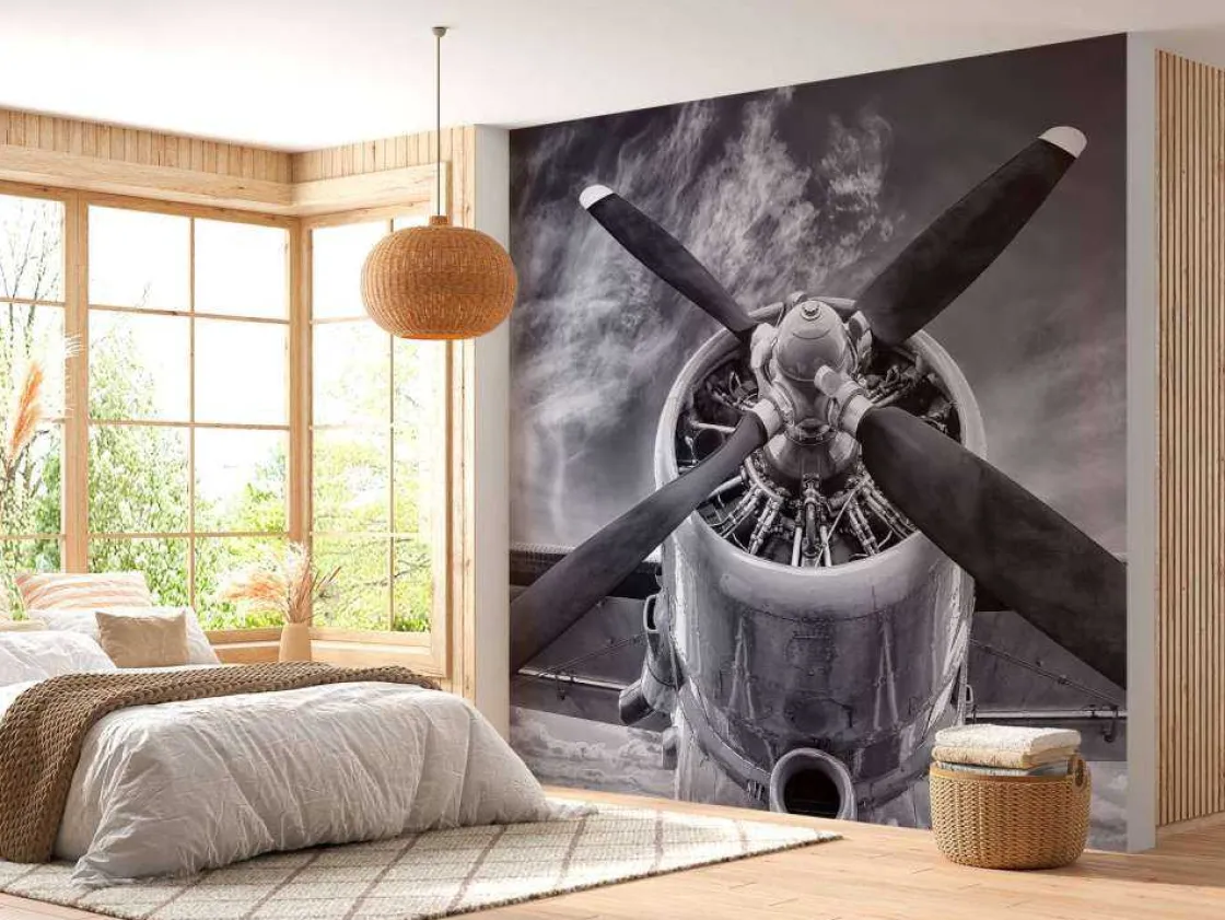 propeller_van_een_vintage_1.webp Best Propeller van een vintage vliegtuig fotobehang Tienerkamer | Transport