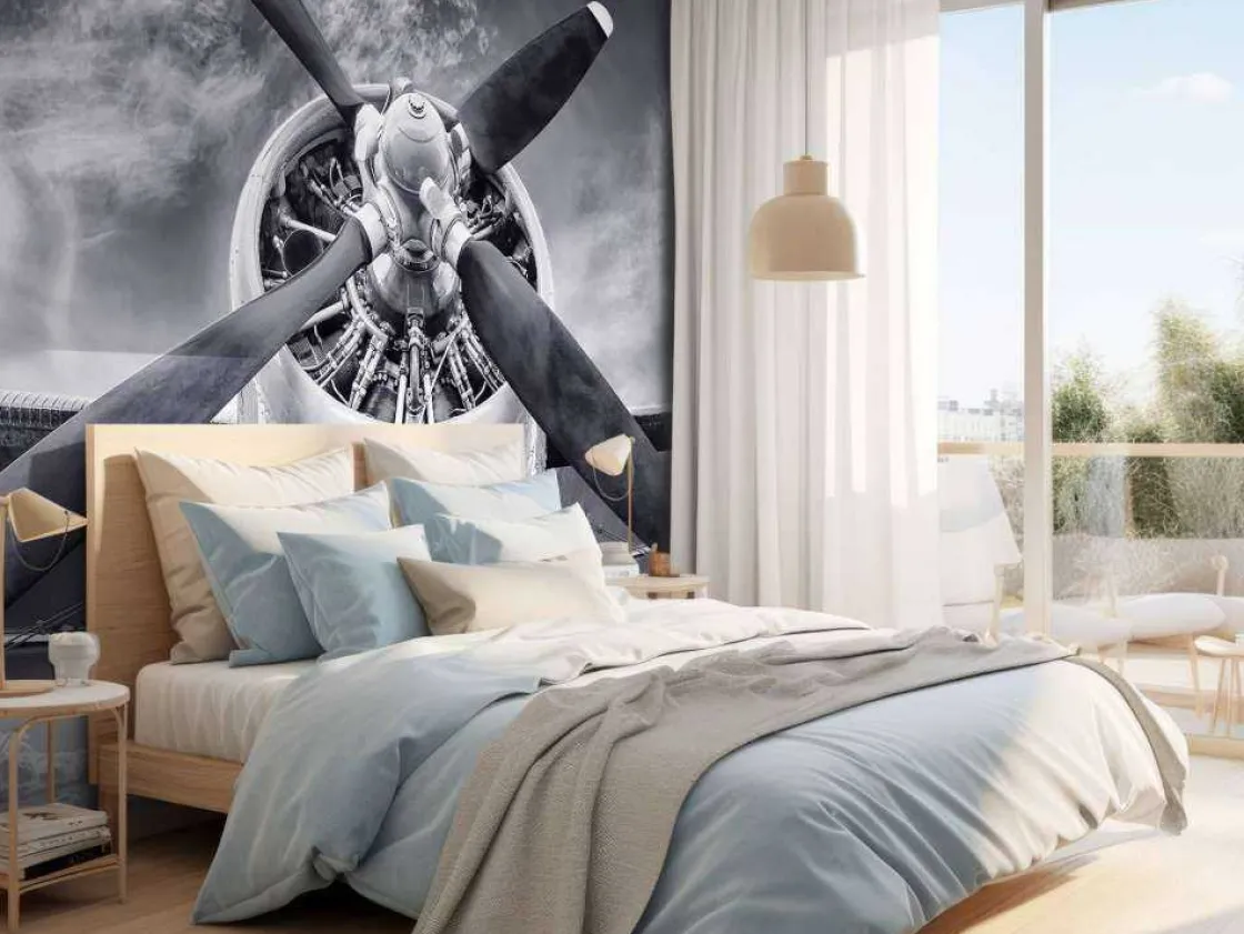 propeller_van_een_vintage_9.webp Best Propeller van een vintage vliegtuig fotobehang Tienerkamer | Transport