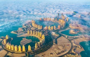 Clearance Qatar vanuit de lucht fotobehang Architectuur