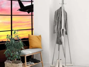 Clearance Raam bij een vliegveld fotobehang 3d