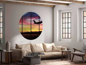 Clearance Raam bij een vliegveld fotobehang 3d