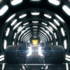 Hot Race auto in een verlichte tunnel fotobehang Transport | 3d