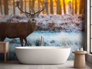 Outlet Rendier bij zonsopkomst fotobehang Dieren