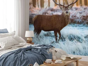 Outlet Rendier bij zonsopkomst fotobehang Dieren
