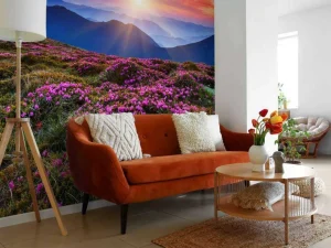 Clearance Rhododendron bloemen in de bergen fotobehang Bloemen
