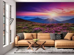 Clearance Rhododendron bloemen in de bergen fotobehang Bloemen