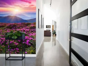 Clearance Rhododendron bloemen in de bergen fotobehang Bloemen
