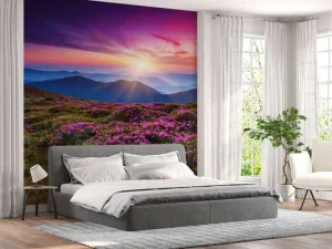 Clearance Rhododendron bloemen in de bergen fotobehang Bloemen