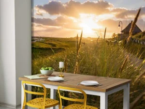New Riet bij zonsondergang fotobehang Bloemen