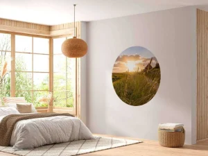 New Riet bij zonsondergang fotobehang Bloemen