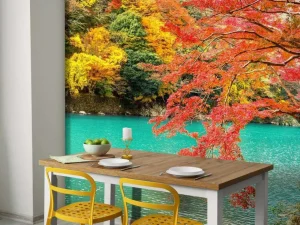 Best Rivier in Arashiyama in het herfstseizoen fotobehang Bloemen