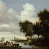 Best Rivierlandschap met een veerboot fotobehang Kunst & Design