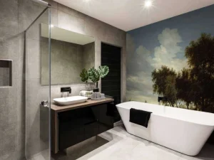 Best Rivierlandschap met een veerboot fotobehang Kunst & Design