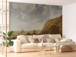 Hot Rivierlandschap met ruiters fotobehang Kunst & Design