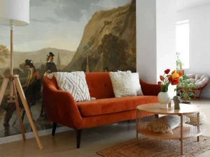 Hot Rivierlandschap met ruiters fotobehang Kunst & Design