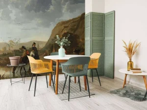 Hot Rivierlandschap met ruiters fotobehang Kunst & Design