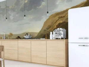 Hot Rivierlandschap met ruiters fotobehang Kunst & Design