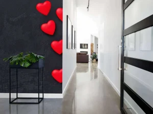 Hot Rode hartjes op een donkere achtergrond fotobehang Gang | Oppervlakten