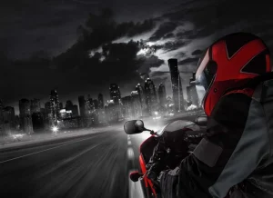 Discount Rode motor richting een grote stad fotobehang Tienerkamer | Transport