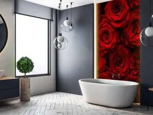 Fashion Rode rozen met druppels water erop fotobehang Slaapkamer | Bloemen