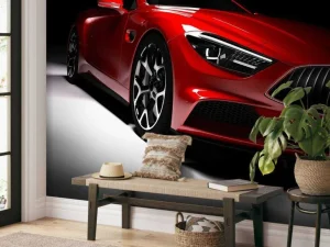 Hot Rode sportauto in een donkere ruimte fotobehang Tienerkamer | Transport