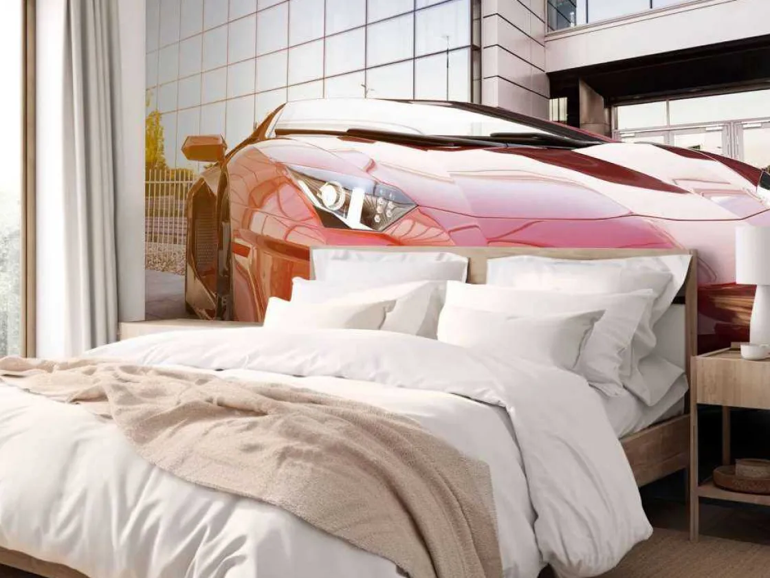 rode_sportwagen_in_een_mo_9.webp New Rode sportwagen in een moderne stedelijke omgeving fotobehang Transport | 3d