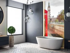 Clearance Rode telefoon cabine met de Big Ben op de achtergrond fotobehang Architectuur