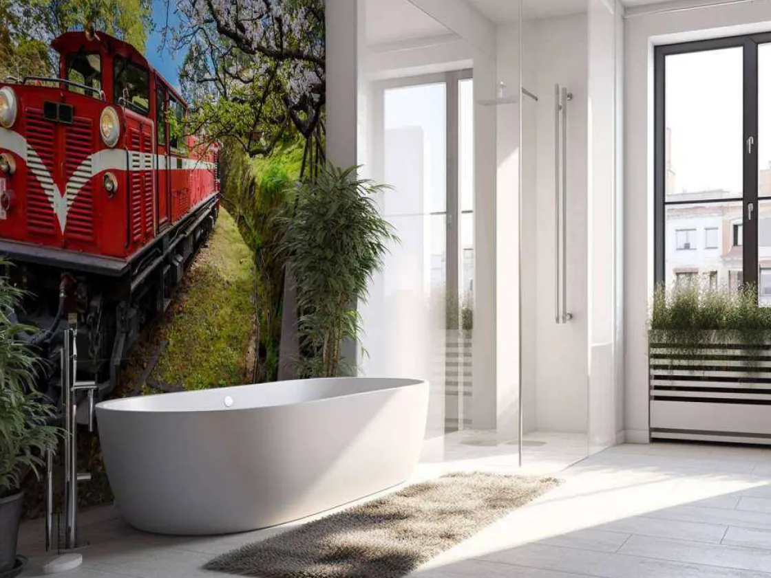 rode_trein_door_een_parkj_8.webp Fashion Rode trein door een parkje fotobehang Transport
