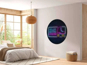 Fashion Rolschaats neon logo fotobehang Tienerkamer