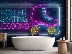 Fashion Rolschaats neon logo fotobehang Tienerkamer