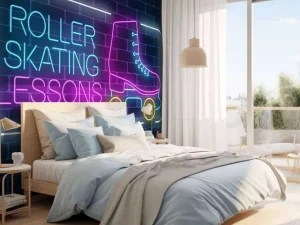 Fashion Rolschaats neon logo fotobehang Tienerkamer
