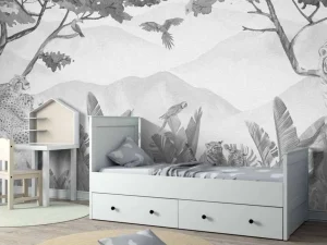 Outlet Roofdieren in de jungle grijs Kinderkamer