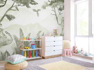 Clearance Roofdieren in de jungle in groen Kinderkamer | Dieren