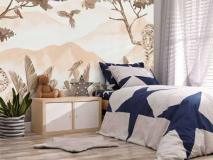 Discount Roofdieren in de jungle taupe Kinderkamer