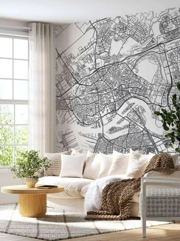 Clearance Rotterdam vector plattegrond fotobehang Architectuur
