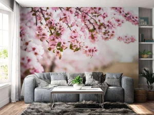Outlet Roze Bloesem op Veld fotobehang Bloemen
