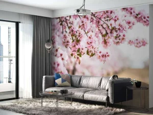 Outlet Roze Bloesem op Veld fotobehang Bloemen