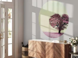 Hot Roze hartvormige boom fotobehang Bloemen