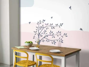 Clearance Roze heuvels met boom Kinderkamer