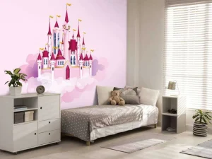 Sale Roze kasteel in de wolken fotobehang Kinderkamer