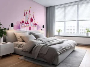 Sale Roze kasteel in de wolken fotobehang Kinderkamer