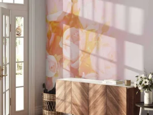 Fashion Roze rozen boeket met een wazige achtergrond fotobehang Tienerkamer | Bloemen