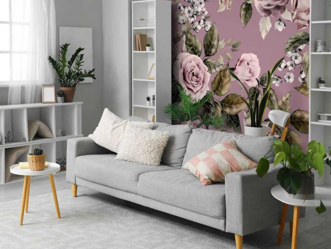 roze_rozen_met_een_roze_a_2.webp Outlet Roze rozen met een roze achtergrond fotobehang Tienerkamer | Bloemen