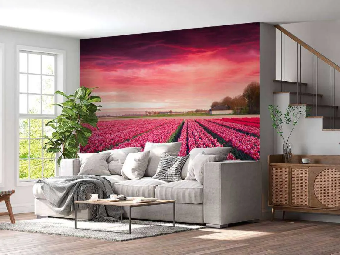 roze_tulpenveld_met_dynam_10.webp Discount Roze tulpenveld met dynamische kleuren fotobehang Steden | Architectuur